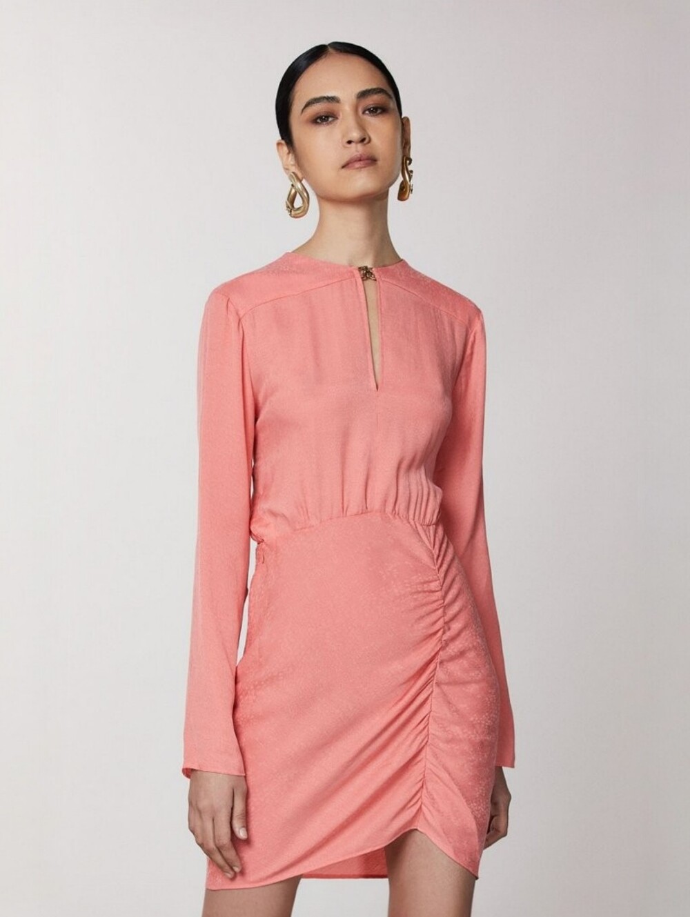NWT Patrizia Pepe Sheath Mini Cocktail Ruched Dress Peach Abito Size 40 Medium
